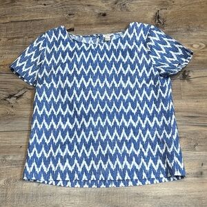 J. Crew Blue and White Patterned Top